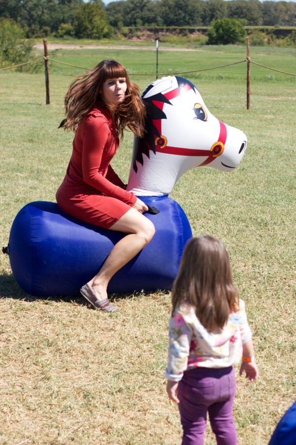 Watching mom race around on an inflatable horse. You were scared. Understandably.